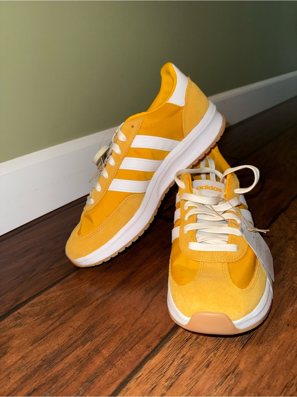adidas Golden Yellow and White Retro Runner Sneakers